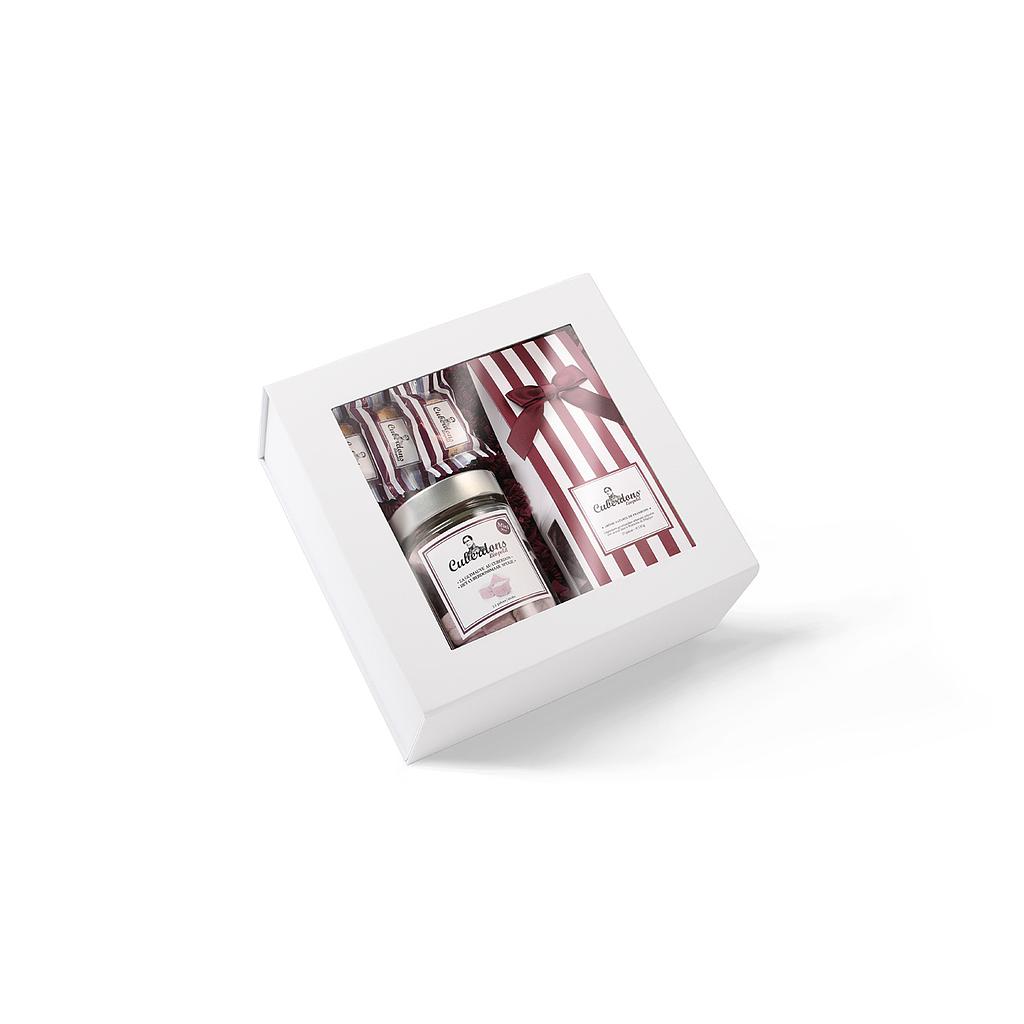 Petit Coffret cadeau contenant 10 cuberdons, 15 mini guimauves Cuberdon  et 3 sablés cuberdons